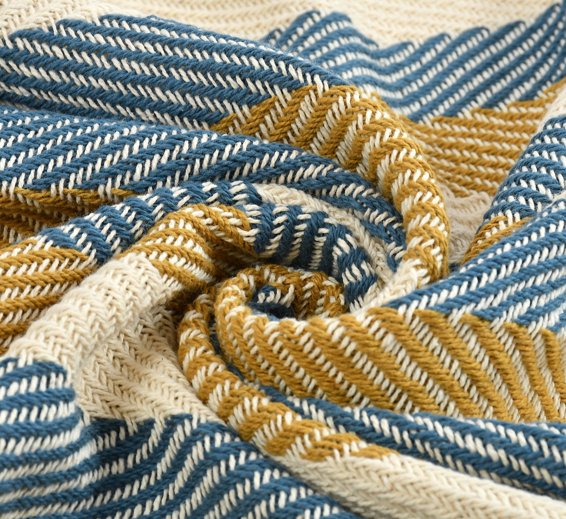 Furnofy Cotton Hand Knitted Throw Blanket (127 x 152) Cms -Multicolor