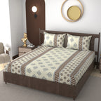 Furnofy 140 GSM Flat Double Bedsheet (90x100 inches) with 2 Pillow Covers (18x 27 inches) - Motif