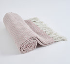 Furnofy Cotton Hand Knitted Throw Blanket (50 x 60 Inches), Pink