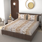Furnofy 140 GSM Fitted  Double Bedsheet (78"x72" + 6" Pocket Size) with 2 Pillow Covers (18x27 inches)