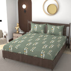 Furnofy 140 GSM Flat King Size Bedsheet (108 x 108 inches) with 2 Pillow Covers (18 x 27 inches) - Abstract Green