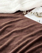 Furnofy Premium Soft Sherpa Warm Blankets (85x90 Inches) - Dark Coffee