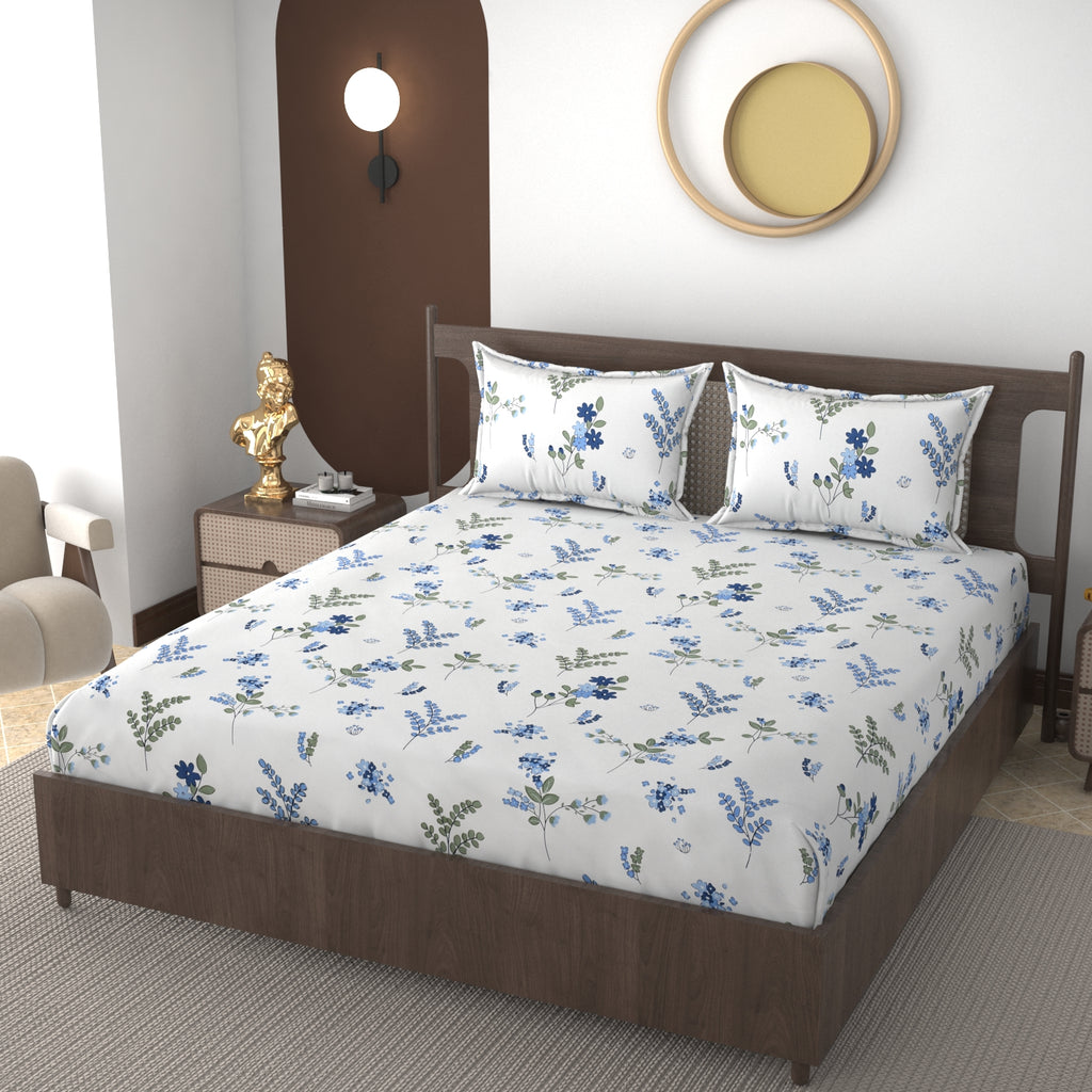 Furnofy 140 GSM Flat Double Bedsheet (90x100 inches) with 2 Pillow Covers (18x 27 inches) - Geometric Multicolors