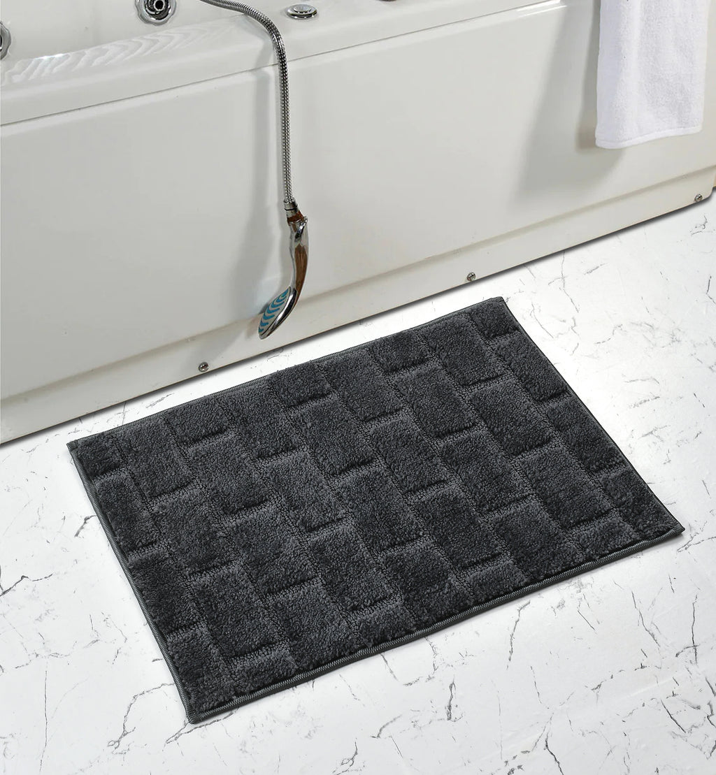 Furnofy Antiskid Lightweight Fluffy Doormats (Pack of 1, 40x60 CMs) - Dark Grey