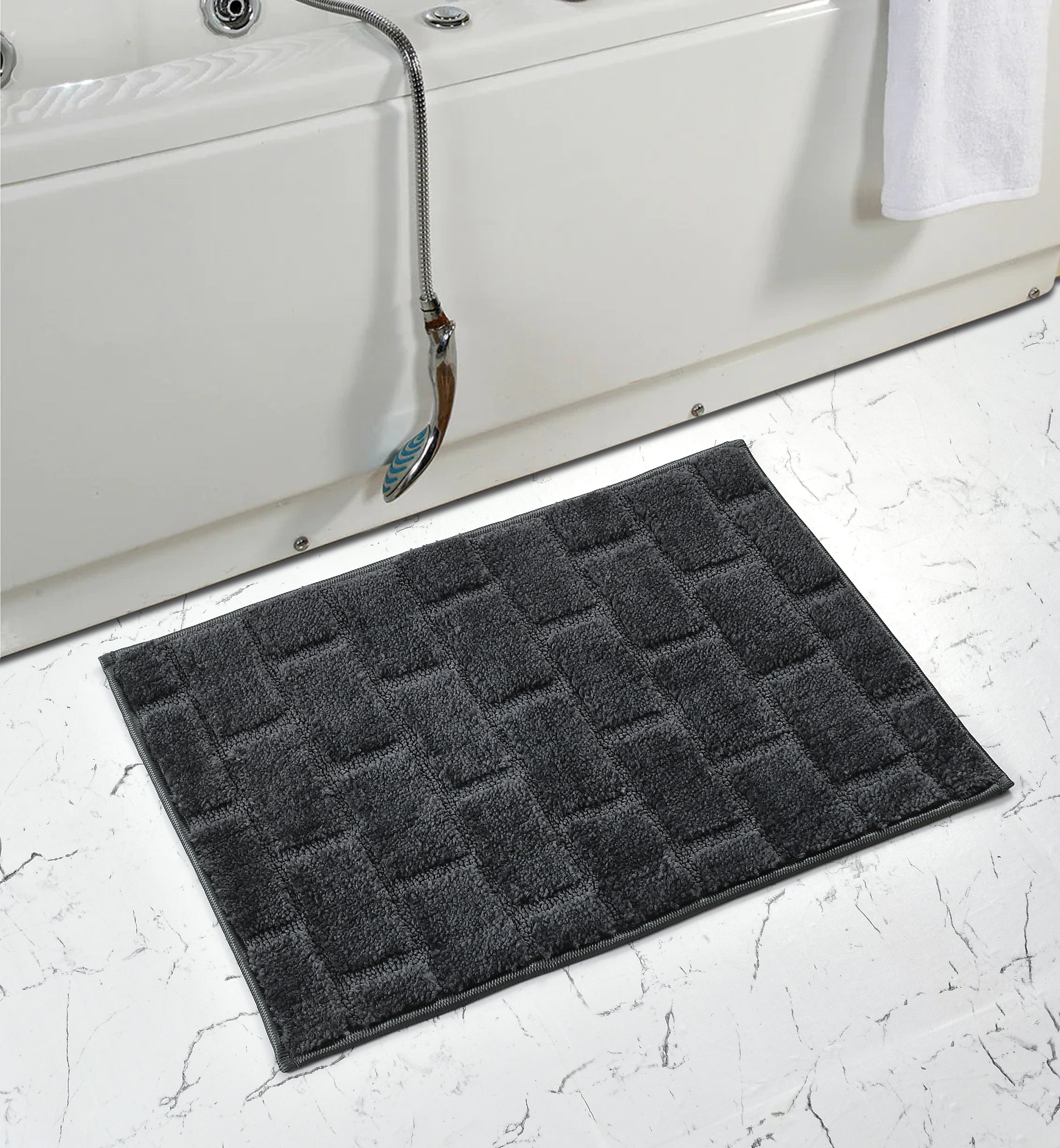 Furnofy Antiskid Lightweight Fluffy Doormats (Pack of 1, 40x60 CMs) - Dark Grey