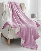 Furnofy Premium Soft Sherpa Warm Blankets (55x90 Inches) - Soft Pink