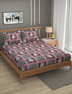 Furnofy Premium Printed Double Bedsheet (90x100 Inches) with 2 Pillow Covers (Flat, Floral) - Multicolor