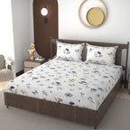 Furnofy 140 GSM Flat Double Bedsheet (90x100 inches) with 2 Pillow Covers (18x 27 inches) -Floral Multicolors