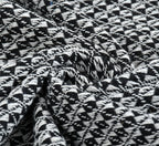 Furnofy Cotton Hand Knitted Throw Diamond Design Blanket (50 x 60 Inches), Black & White