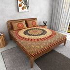 Furnofy 100% Cotton Traditional Jaipuri Print King Size Bedsheet (90x108 Inches) with 2 Matching Pillow Covers – Flat, Maroon