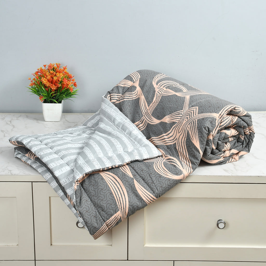 Furnofy 220 GSM Premium King Size Reversible Comforter/Quilt (220x224 cm) - Microfiber, Pack of 1, Abstract Brown