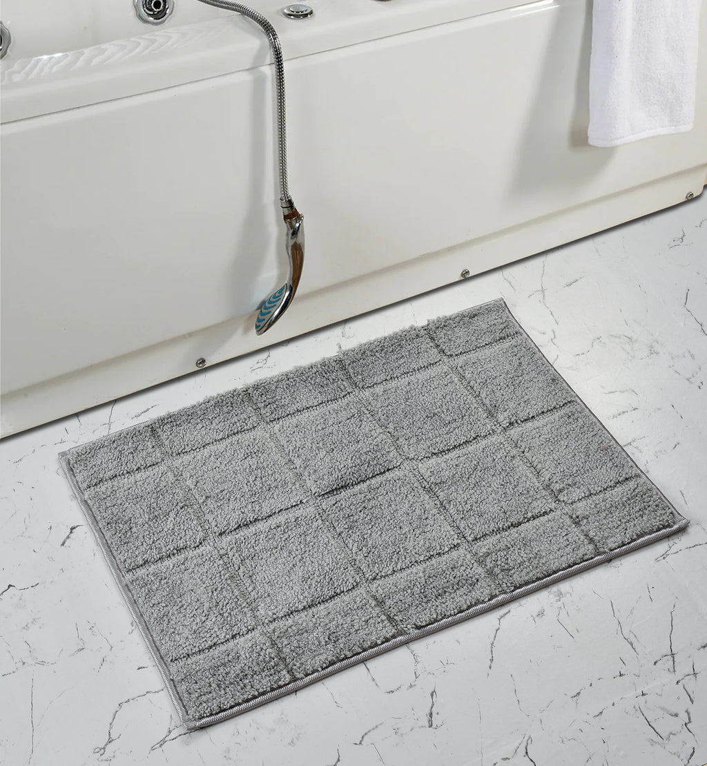 Furnofy Antiskid Lightweight Fluffy Doormats (Pack of 1, 40x60 CMs) - Light Grey