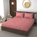 Furnofy 140 GSM Flat Double Bedsheet (90x100 inches) with 2 Pillow Covers (18x 27 inches) - Floral Multicolors