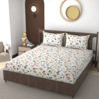 Furnofy 140 GSM Fitted  Double Bedsheet (78"x72" + 6" Pocket Size) with 2 Pillow Covers (18x27 inches)
