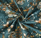 Furnofy Premium Fitted Double Bedsheet with 2 Pillow Covers (L-78" x B-72" + 6" Pocket) - Fitted, Green & Blue - Floral