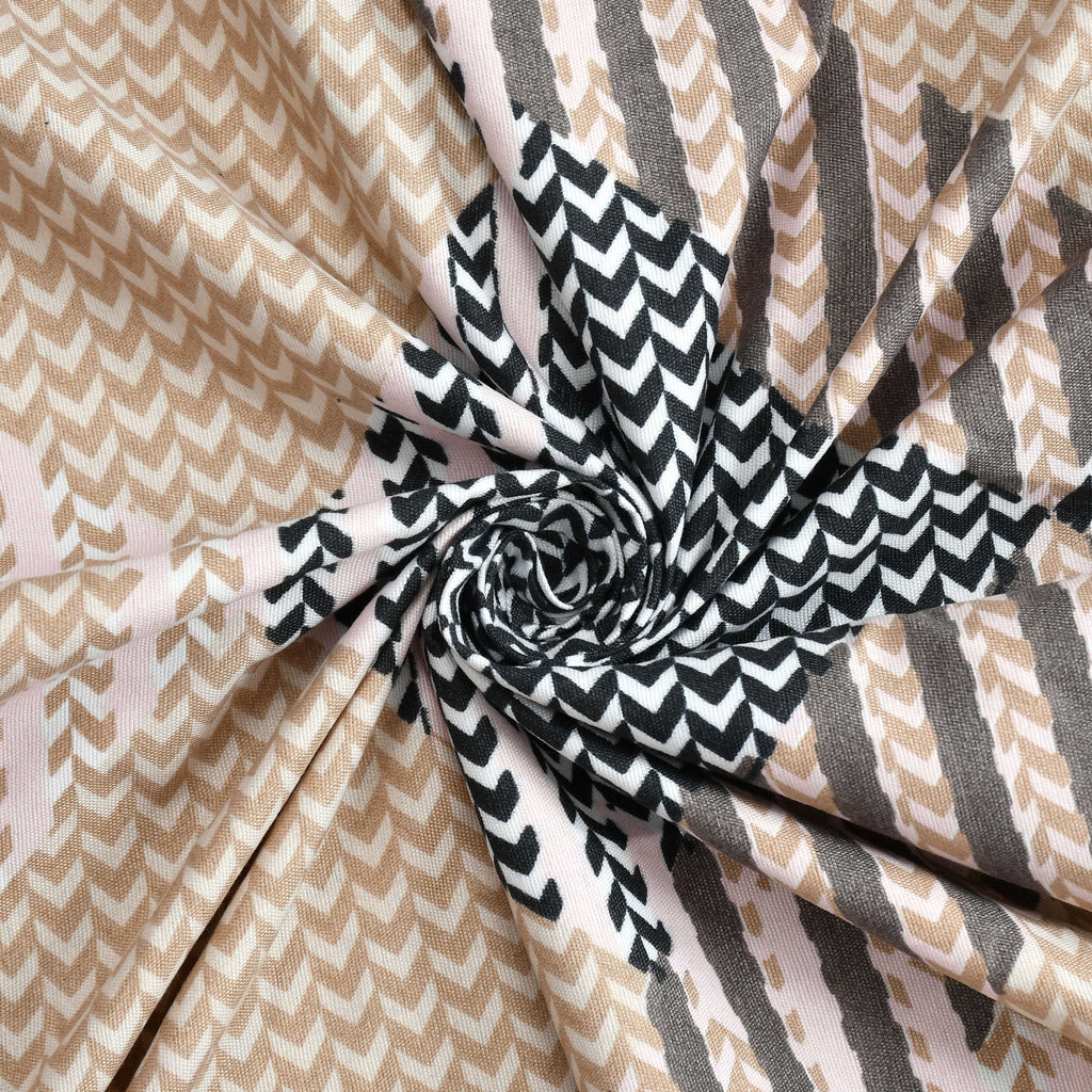 Furnofy Premium Fitted Double Bedsheet with 2 Pillow Covers (L-78" x B-72" + 6" Pocket) - Fitted, Brown & Black - Geometric