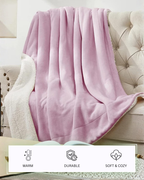 Furnofy Premium Soft Sherpa Warm Blankets (55x90 Inches) - Soft Pink