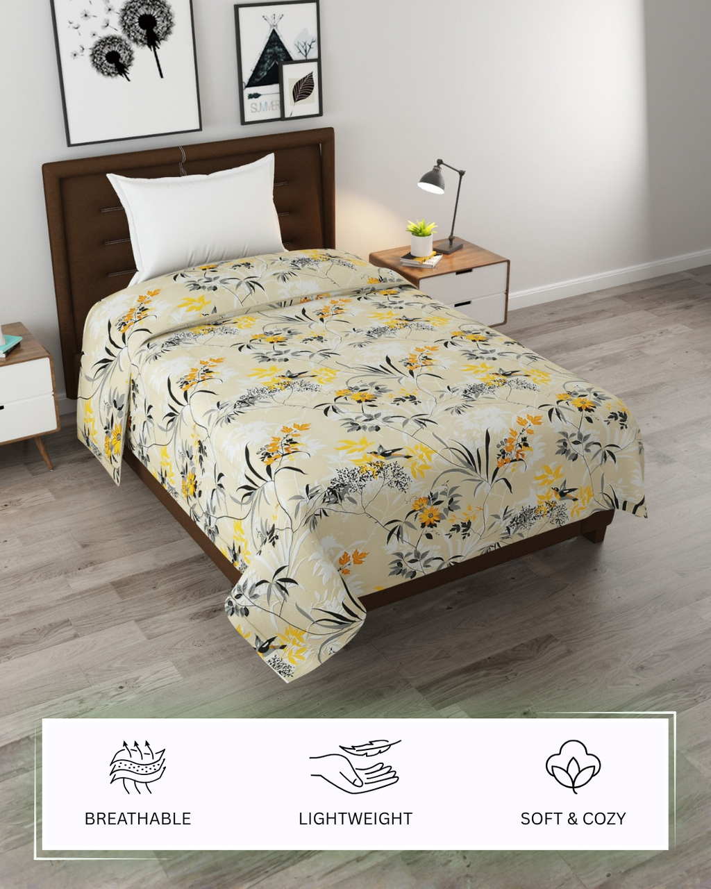 Furnofy 220 GSM Premium Single Reversible Comforter/Quilt (150x224 cm) - Microfiber, Pack of 1