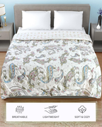 Furnofy 200 GSM Premium Single Bed Reversible Comforter/Quilt (150x220 cm) - Microfiber, Pack of 1, Floral White