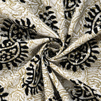 Furnofy 100% Cotton Traditional Jaipuri Print King Size Bedsheet (90x108 Inches) with 2 Matching Pillow Covers – Flat, Black Keri