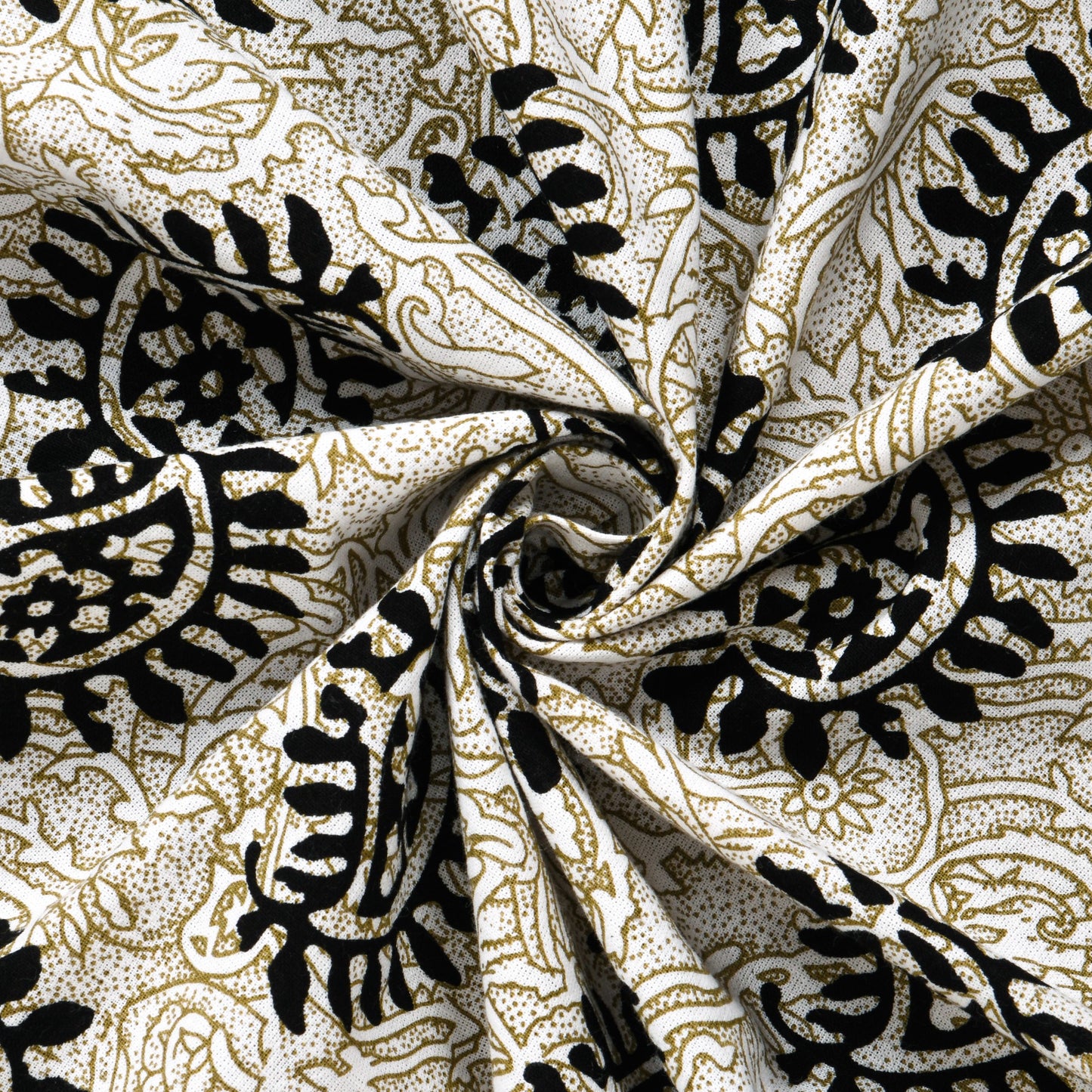Furnofy 100% Cotton Traditional Jaipuri Print King Size Bedsheet (90x108 Inches) with 2 Matching Pillow Covers – Flat, Black Keri