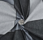 Furnofy Premium Printed Double Bedsheet (90x100 Inches) with 2 Pillow Covers (Flat, Geometric) - Grey & Black