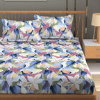 Furnofy Premium Printed Double Bedsheet (90x100 Inches) with 2 Pillow Covers (Gift Set)- Flat, Multicolor - Floral