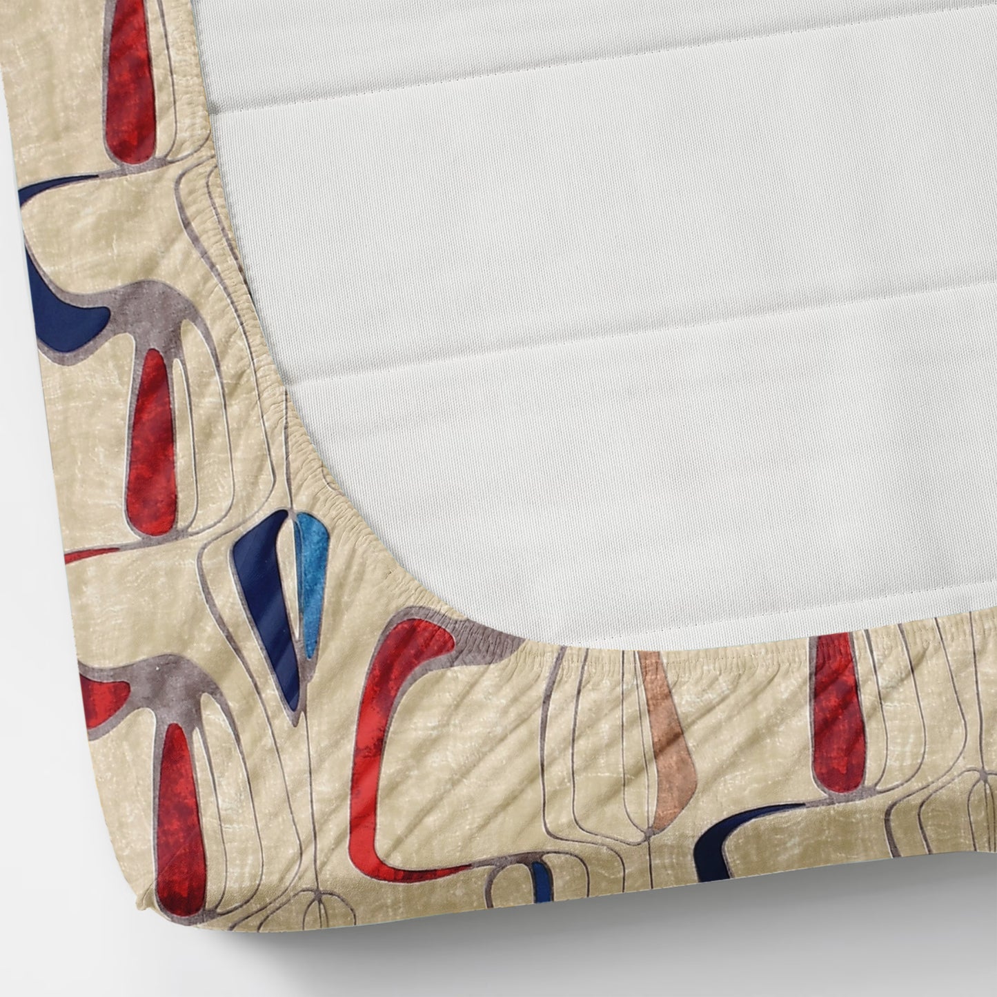 Furnofy 140 GSM Fitted  Double Bedsheet (78"x72" + 6" Pocket Size) with 2 Pillow Covers (18x27 inches) - Abstract