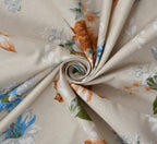 Furnofy Premium Printed Double Bedsheet (90x100 Inches) with 2 Pillow Covers (Flat, Floral) - Peach and Beige