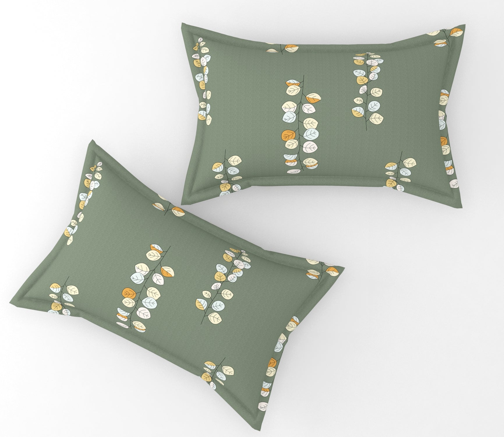 Furnofy 140 GSM Flat King Size Bedsheet (108 x 108 inches) with 2 Pillow Covers (18 x 27 inches) - Abstract Green