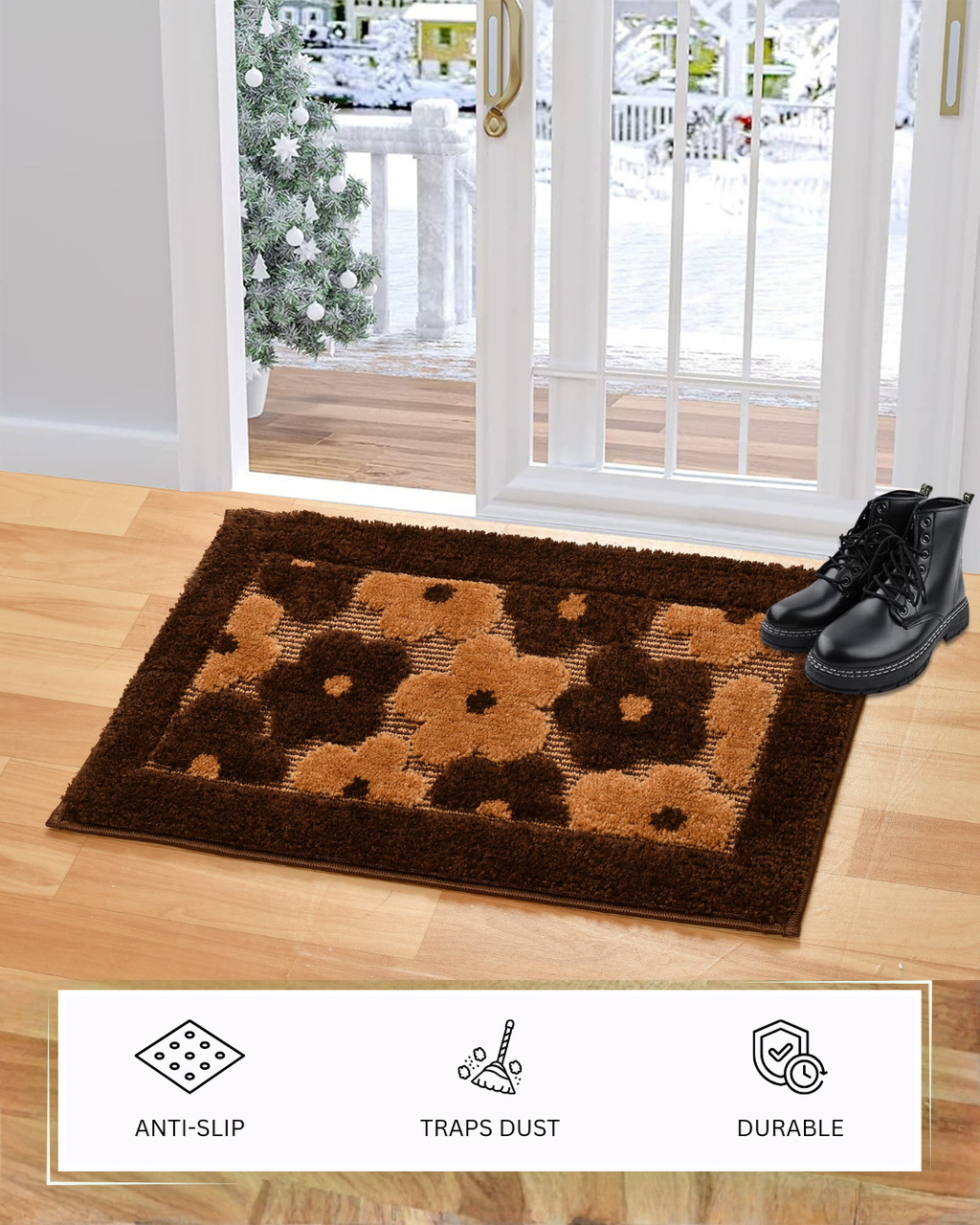 Furnofy Antiskid Lightweight Fluffy Doormats (Pack of 1, 40x60 CMs)