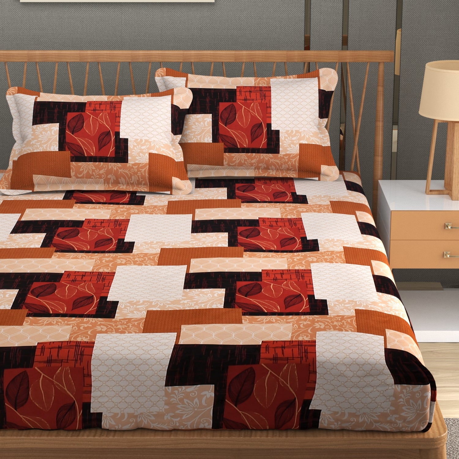Furnofy Super Premium Printed King Bedsheet (108x108 Inches) with 2 Pillow Covers (Gift Set) - Flat, Multicolor