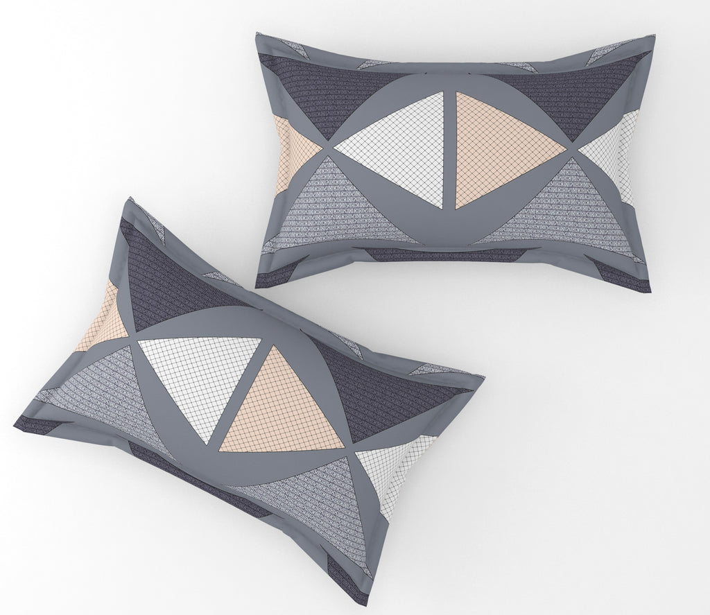 Furnofy Premium King Bedsheet with 2 Pillow Covers (108x108 Inches) - Flat, Multi Triangle, Geometric