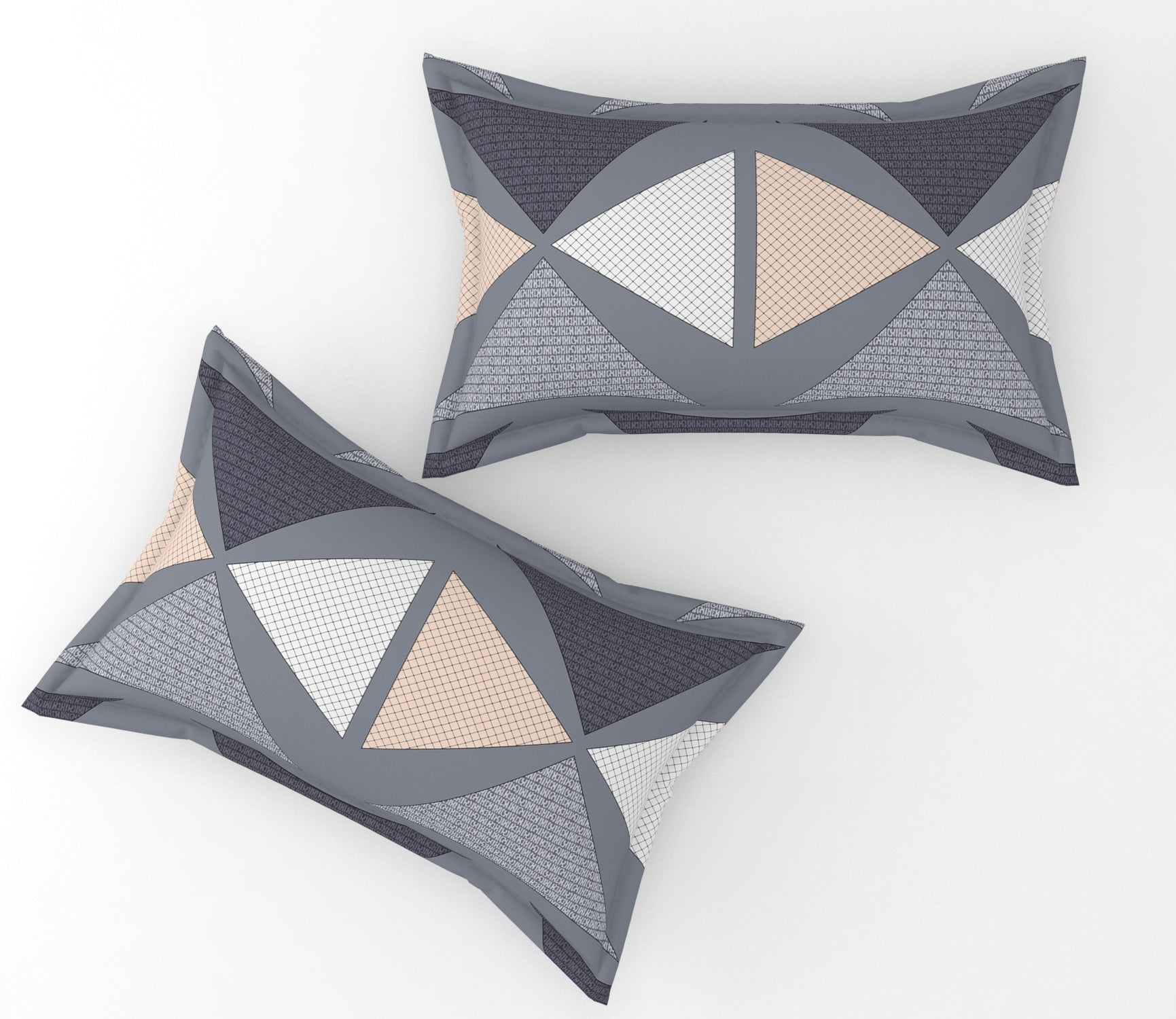 Furnofy Premium King Bedsheet with 2 Pillow Covers (108x108 Inches) - Flat, Multi Triangle, Geometric