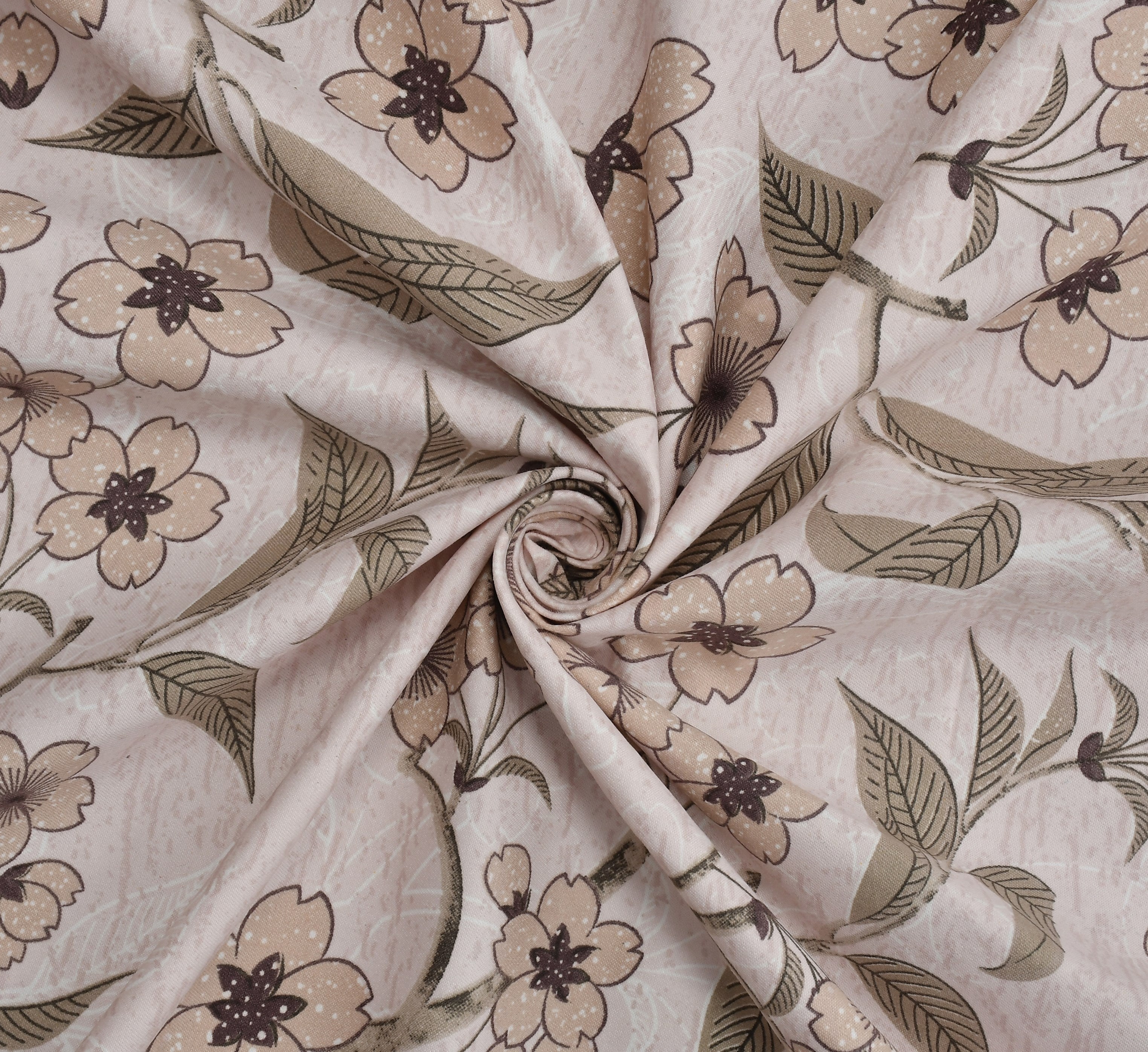 Furnofy Premium Printed Double Bedsheet (90x100 Inches) with 2 Pillow Covers (Flat, Floral) - Peach & Brown