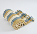 Furnofy Cotton Hand Knitted Throw Blanket (127 x 152) Cms -Multicolor