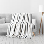 Furnofy Cotton Sofa Throws for Home Decor (127 x 152) Cms - White Stripe