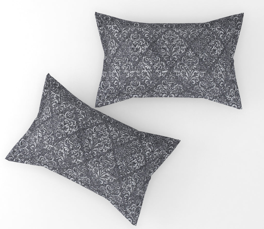 Furnofy Premium Printed Double Bedsheet (90x100 Inches) with 2 Pillow Covers - Flat, Black Floral