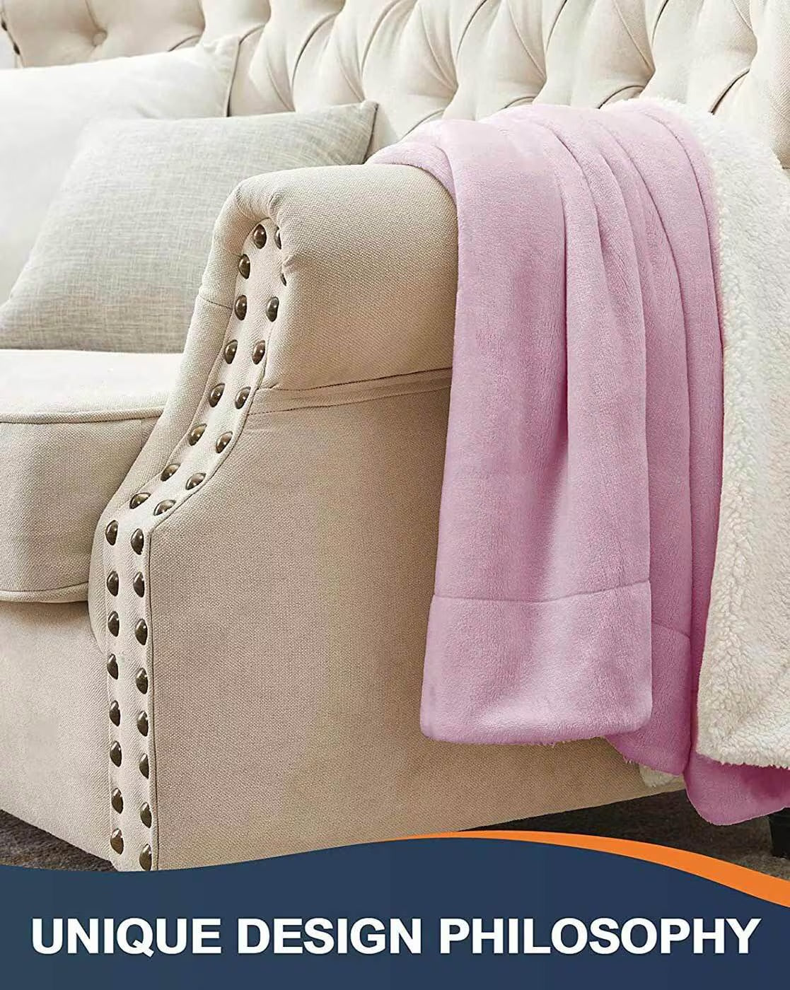 Furnofy Premium Soft Sherpa Warm Blankets (55x90 Inches) - Soft Pink