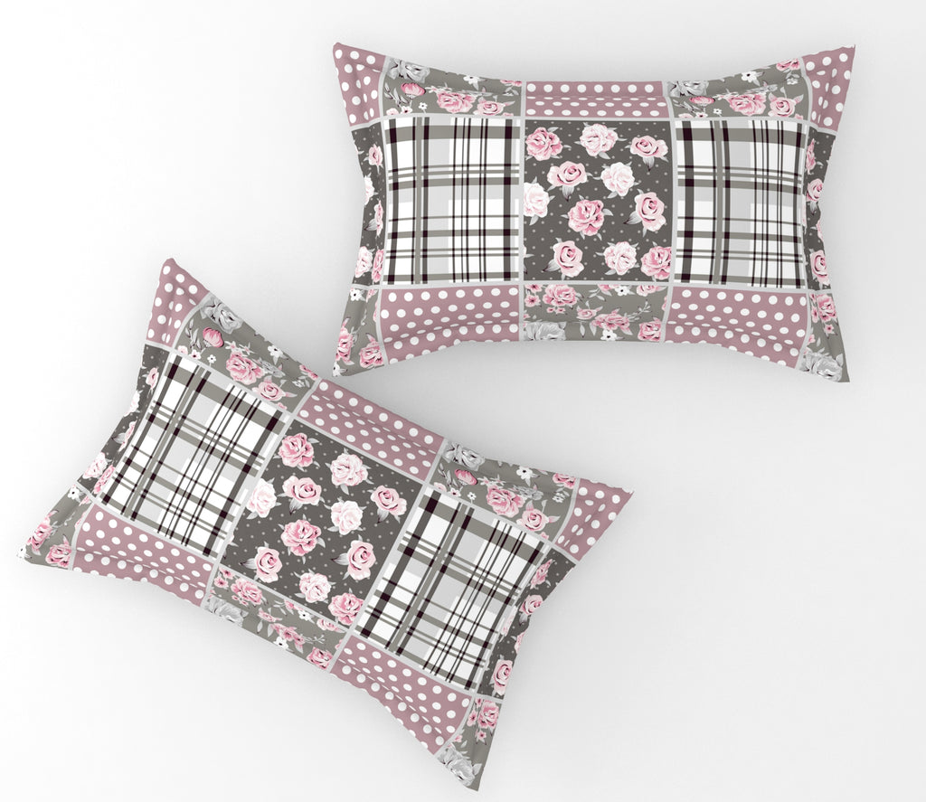 Furnofy 140 GSM Flat King Size Bedsheet (108 x 108 inches) with 2 Pillow Covers (18 x 27 inches) - All Around Wave Print- Pink - Floral