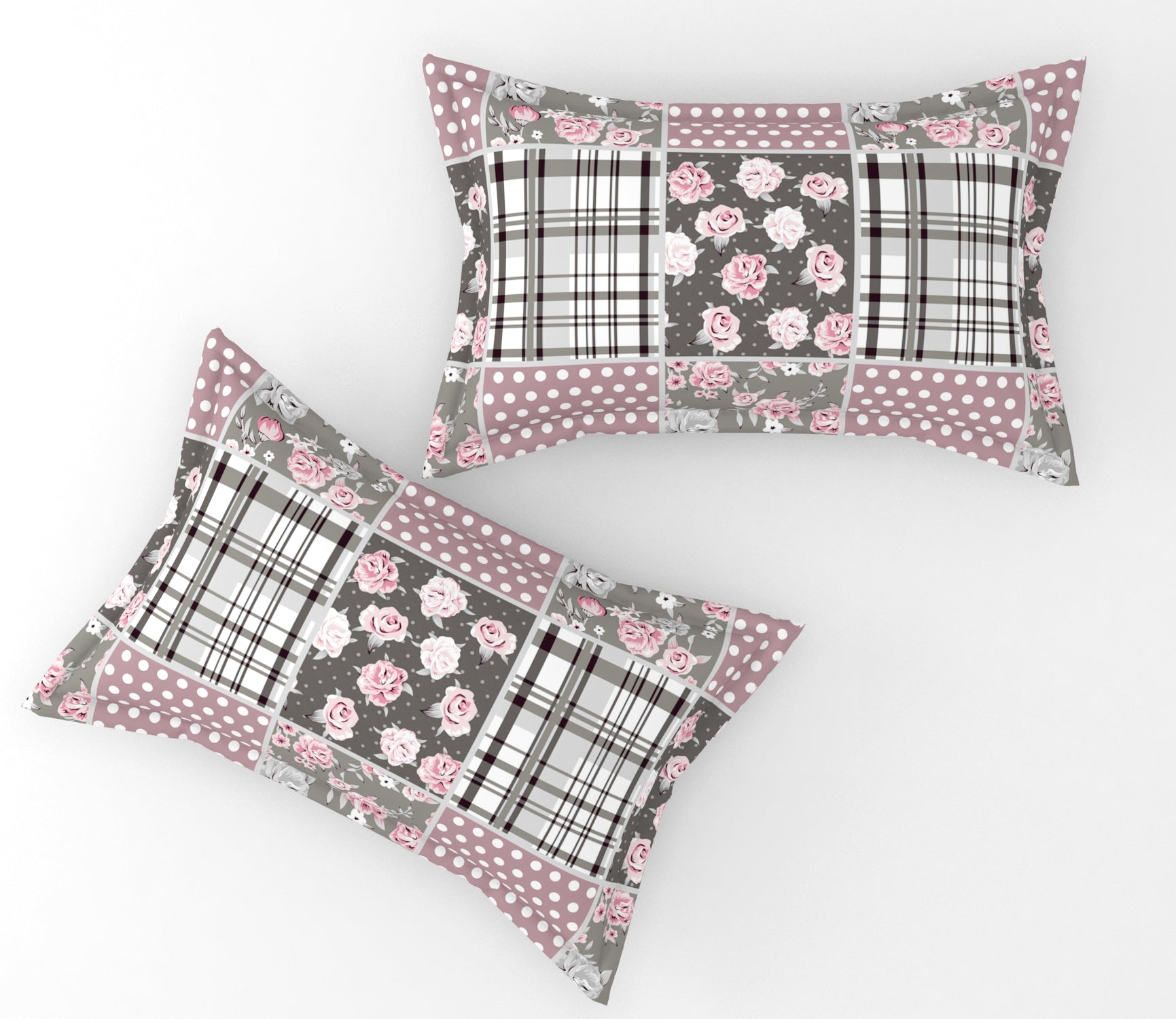 Furnofy 140 GSM Flat King Size Bedsheet (108 x 108 inches) with 2 Pillow Covers (18 x 27 inches) - All Around Wave Print- Pink - Floral