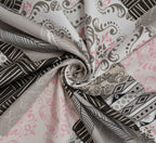 Furnofy Premium Printed Double Bedsheet (90x100 Inches) with 2 Pillow Covers (Flat, Geometric) - Pink & Grey