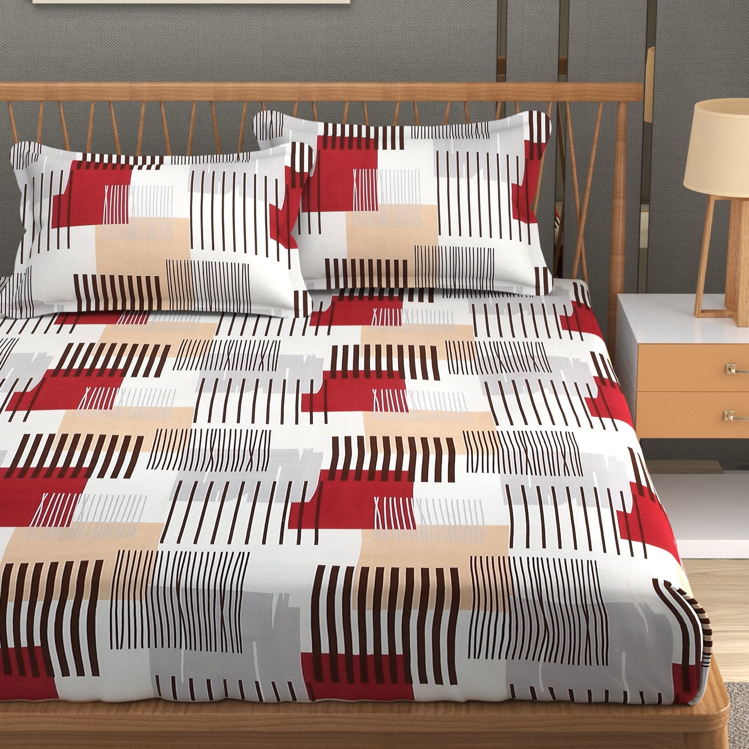 Furnofy Premium Printed Double Bedsheet (90x100 Inches) with 2 Pillow Covers (Butter Cotton Gift Set) - Flat, Multicolor