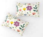 Furnofy 140 GSM Flat King Size Bedsheet (108 x 108 inches) with 2 Pillow Covers (18 x 27 inches) - White - Floral