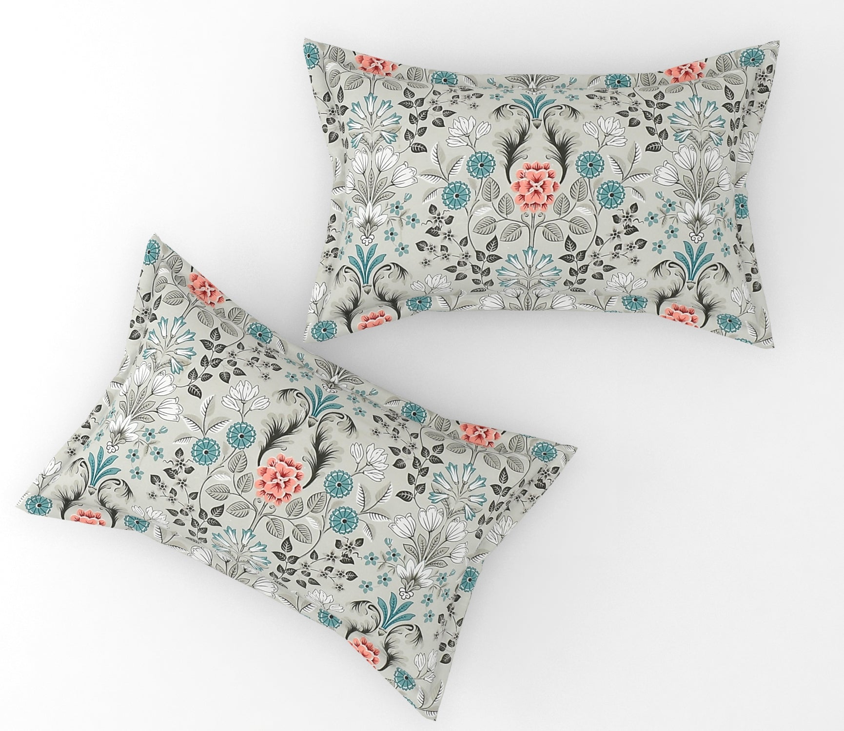 Furnofy 140 GSM Double Bedsheet (90x100 Inches) with 2 Pillow Covers (Flat, White-Blue Flowers), Soft & Durable
