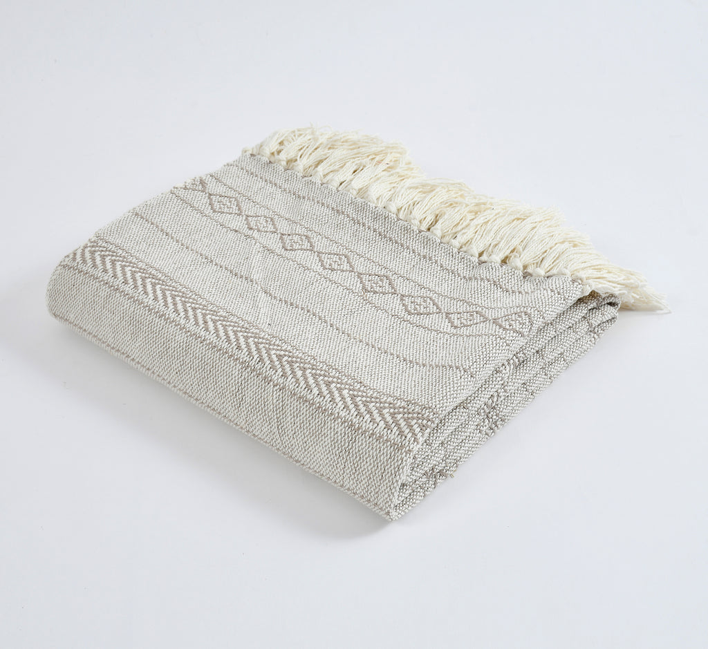 100% Cotton Sofa Throw | Handmade Throw - 50x60 Inches (Cream)