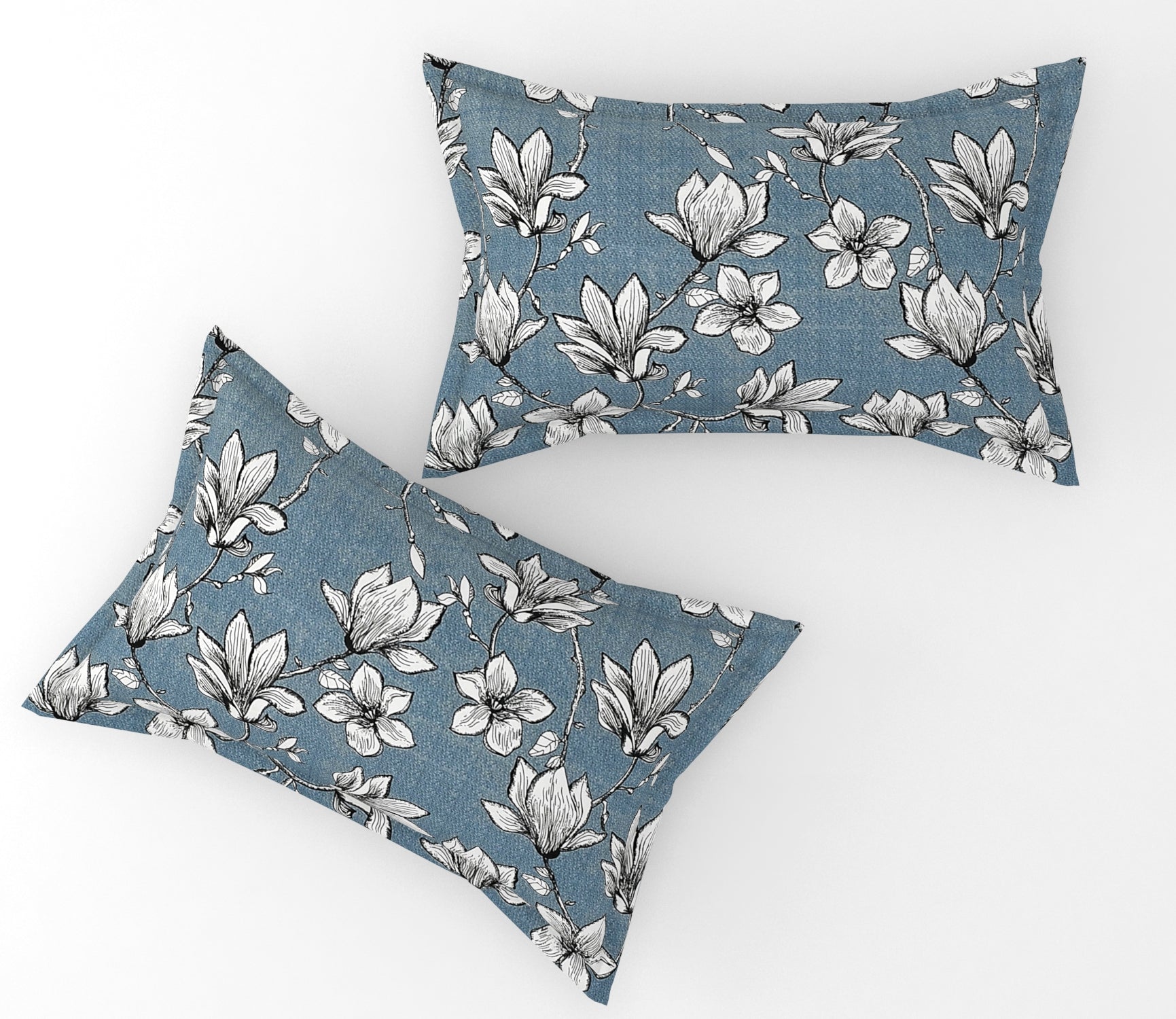 Furnofy 140 GSM Flat King Size Bedsheet (108 x 108 inches) with 2 Pillow Covers (18 x 27 inches) - Floral, Blue