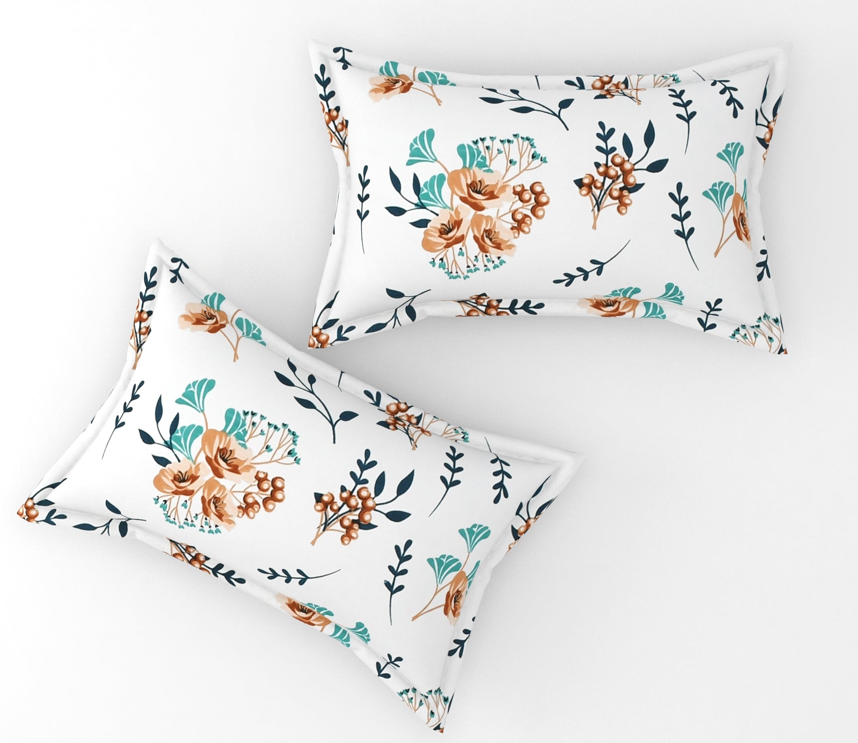 Furnofy 140 GSM Flat Double Bedsheet (90x100 inches) with 2 Pillow Covers (18x 27 inches) - Floral Multicolors