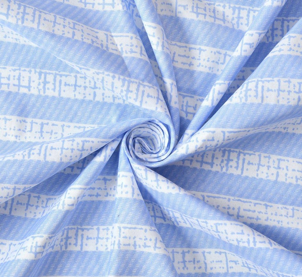 Furnofy 140 GSM Fitted  Double Bedsheet (78"x72" + 6" Pocket Size) with 2 Pillow Covers (18x27 inches) - Abstract, Blue