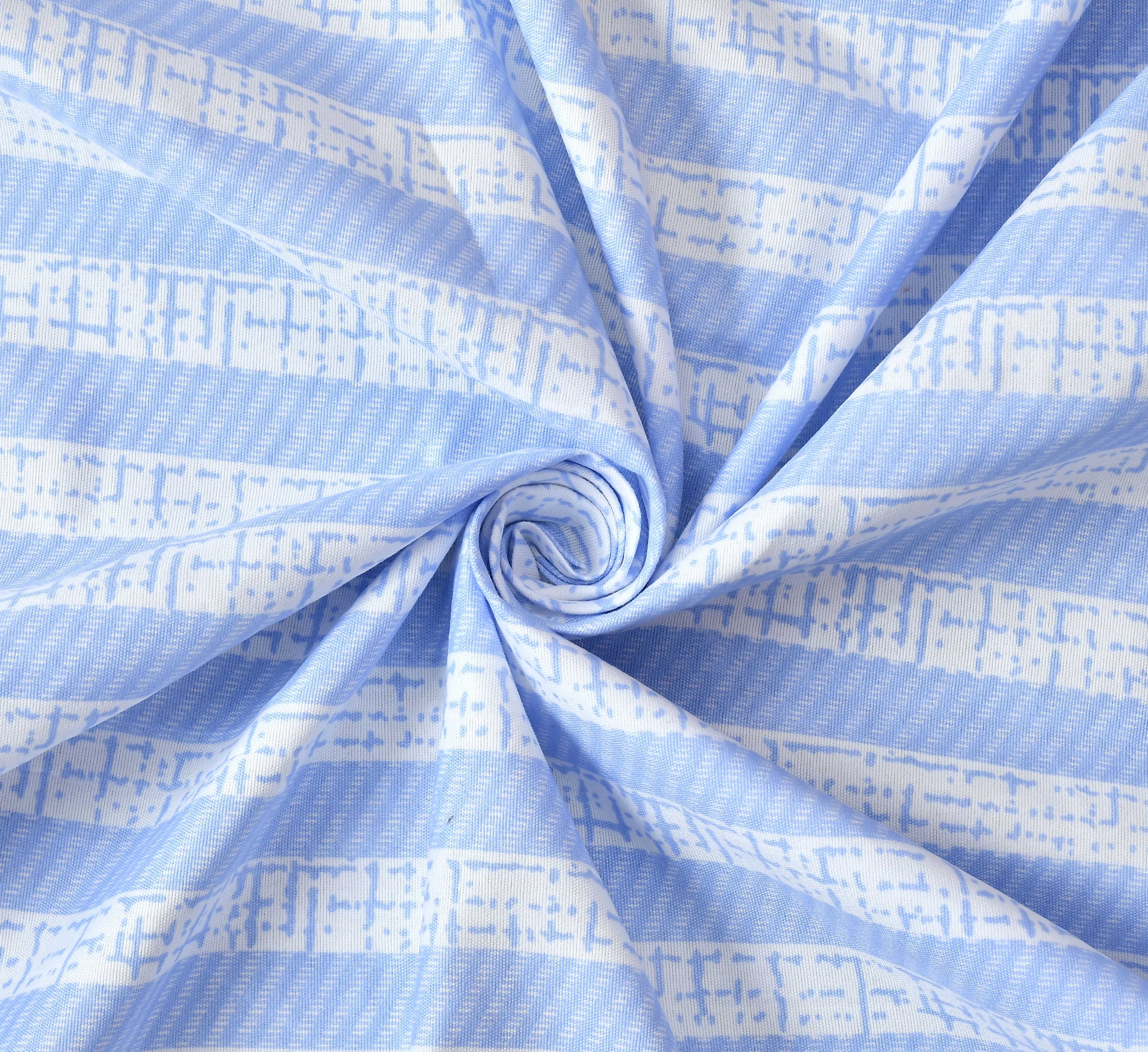 Furnofy 140 GSM Fitted  Double Bedsheet (78"x72" + 6" Pocket Size) with 2 Pillow Covers (18x27 inches) - Abstract, Blue